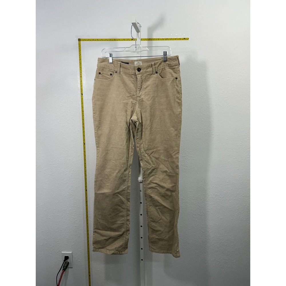 St John Bay Women Tan Corduroy Straight Leg Pants Khaki Size 12 Stretch Mid Rise
